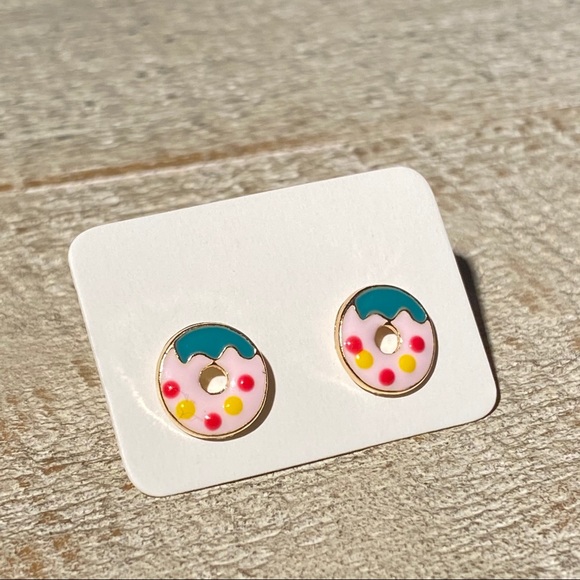 3 for $15 Sprinkle Donut Gold Stud Earrings Posts - Picture 2 of 4